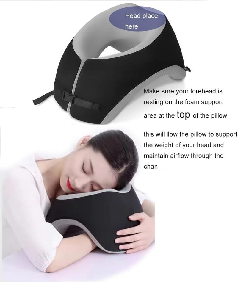 Fcare Breathe Easy Face Down Pillow, Desk Napping Pillow, Travel Head Neck Pillow, Best for Prone Face-Down Resting, or Contoured Post-Eye Surgery Support, for Sleeping,Airplanes, Car, Office, - Image 4